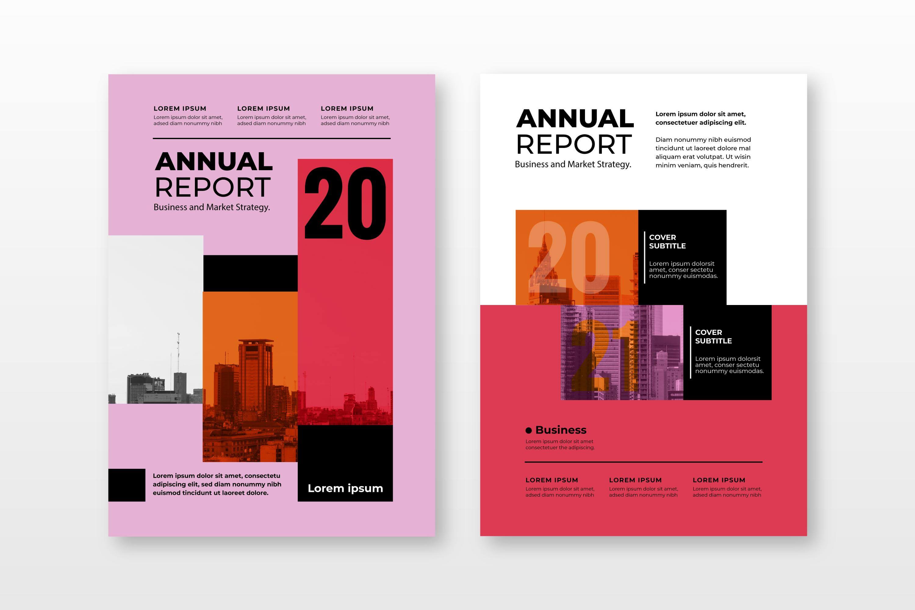 annual report PDF cover mockup with lorem ipsum example