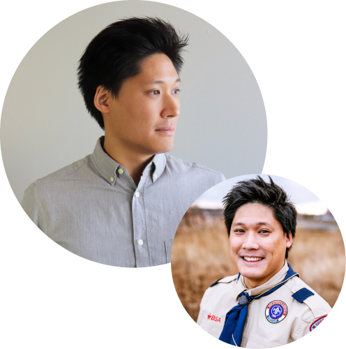 two circular cropped images that shows the profile of James Lau